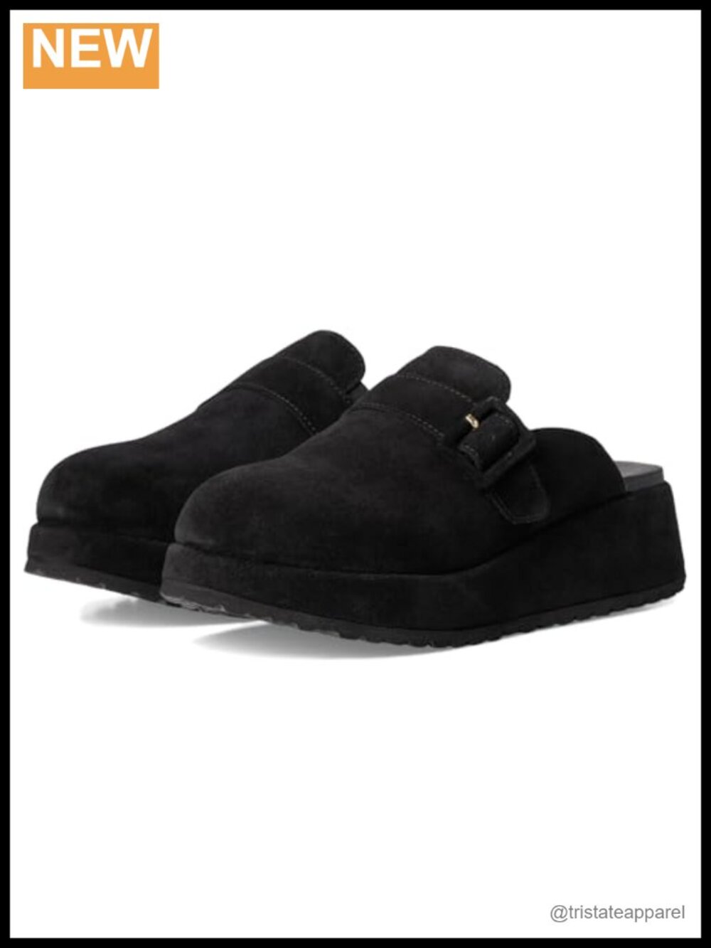 Platform Mule Clogs Suede Wrapped Midsole Padded Insole Pull-On Casual